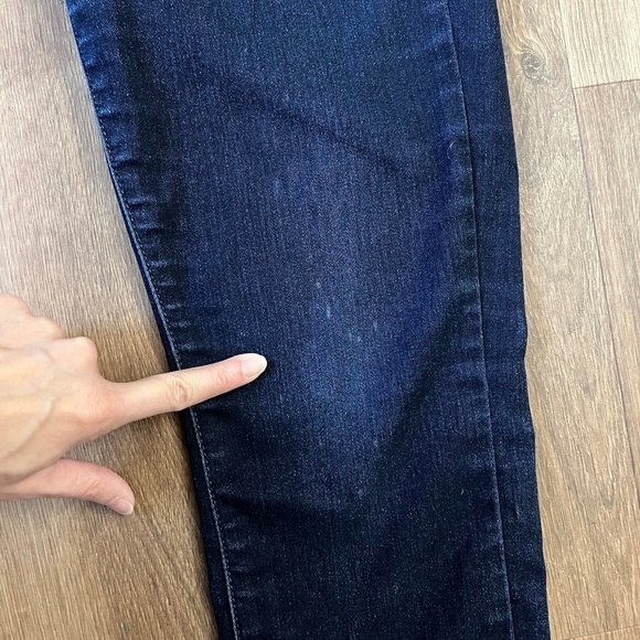 Paige Peg Super Skinny Dark Wash Raw Hem Sz 27 - Picture 6 of 11